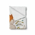 thumbnail image 2 of Cartoon Soft Flannel Fleece Throw Blanket, Baby Fox Sleeping in a Floral Made Bed Circle Art Print, Cozy Plush for Indoor and Outdoor Use, 60" x 80", Dark Orange White, by Ambesonne, 2 of 6