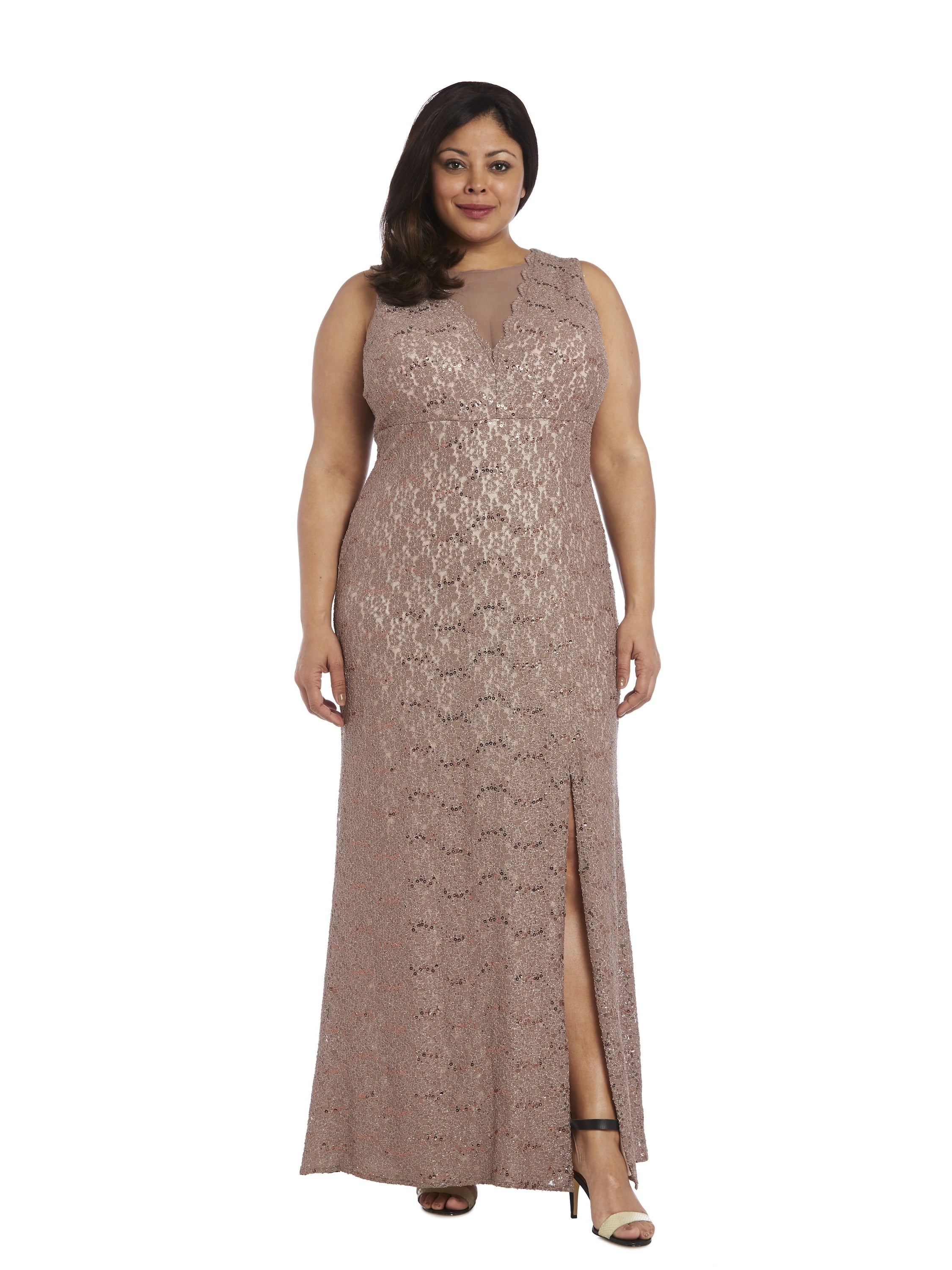 Nightway Plus Size Glitter Lace Gown ...