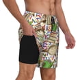 thumbnail image 2 of Yiaed Owl Back To School Print Mens Swim Trunks Bathing Suit Compression Liner Beach Swim Shorts Swimwear Quick Dry Zipper Pocket No-Chafing Board Short-, 2 of 6