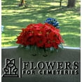 thumbnail image 3 of Sympathy Silks Artificial Christmas Cemetery Flowers 30" Red Poinsettias Saddle for Headstone, 3 of 8