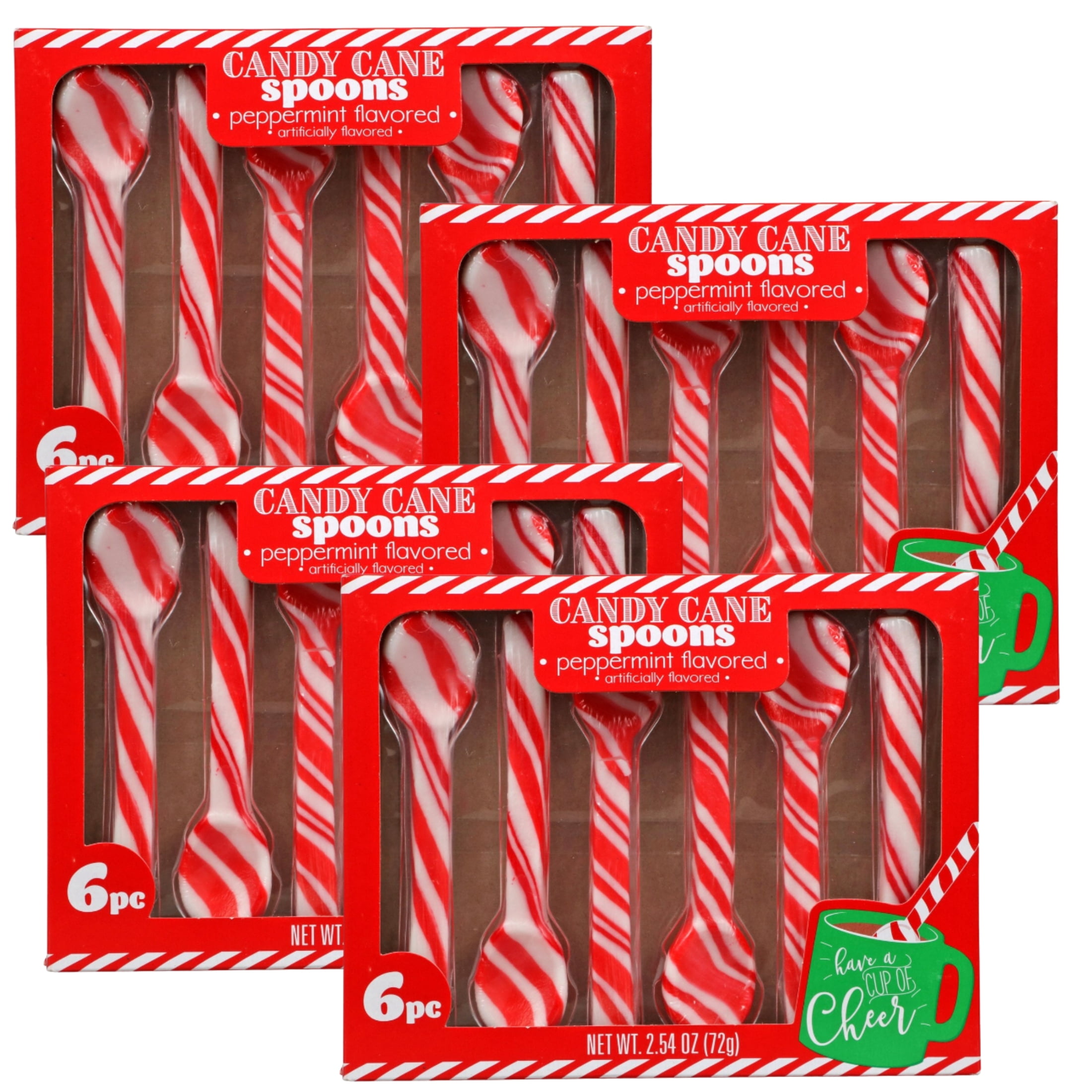 24Ct Candy Cane Spoons Peppermint Flavored Edible Hard Christmas Spoon