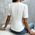 thumbnail image 6 of WAGUTH Women's Elegant Ruffle Front Blouses Short Sleeve Round Neck Solid Color Tops for Casual & Office Business Wear,White,XXL, 6 of 7