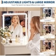 thumbnail image 4 of Vanity Desk - Modern Makeup Dressing Table with Outlets, Storage Stool, 4 Drawers & Hair Dryer Holder - 3 Colors LED Vanity Mirror, 4 of 9