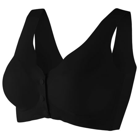 Blphud Womens Bras No Wire Plus Size Women Bras Plus Size Women Bra Front Buckle Underwear Front Button Bra Seamless Push Up Bra Trendy Lingerie for Women Sports Bras for Women Black XXL