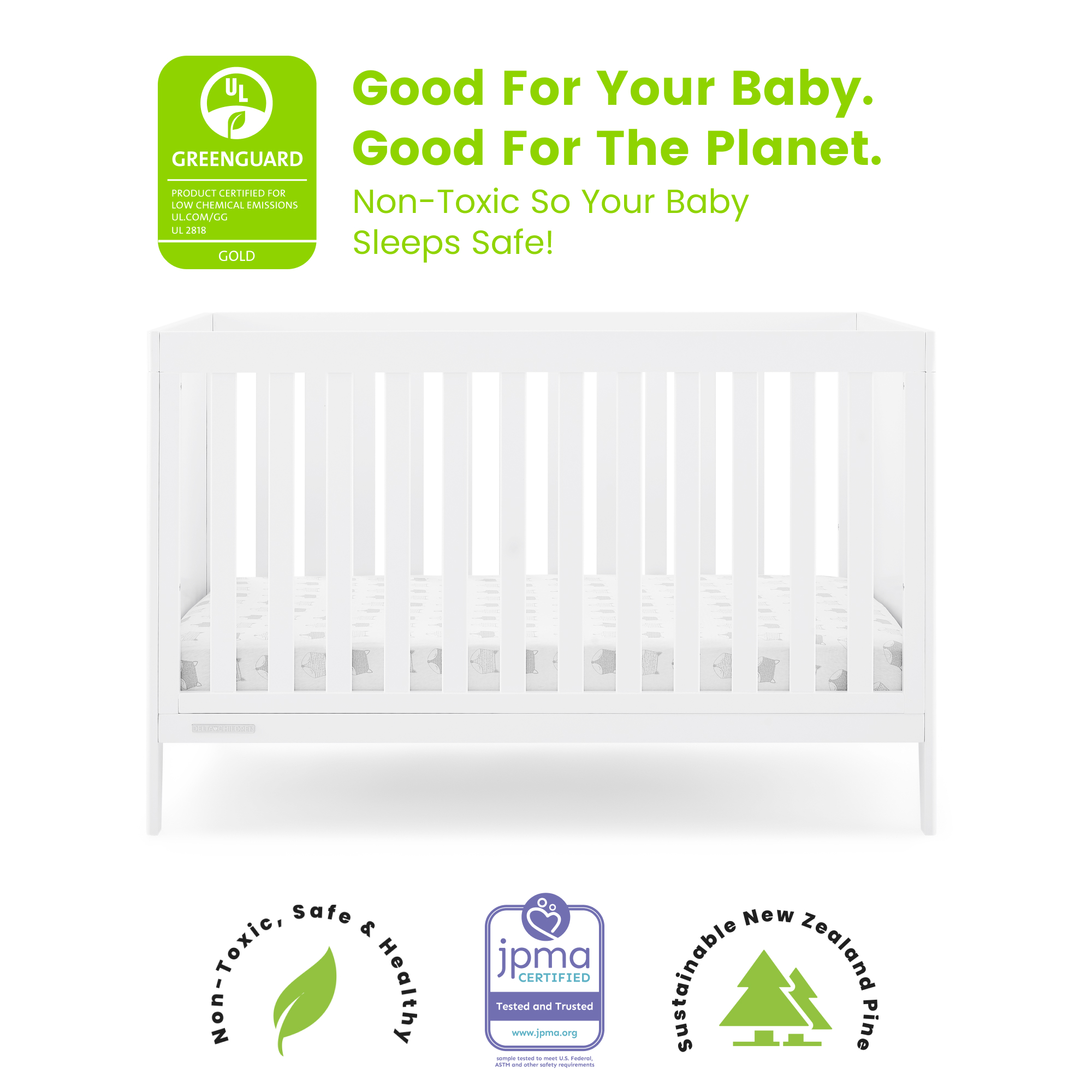 Delta Children Hayes 4-in-1 Convertible Baby Crib - Greenguard Gold Certified, Bianca White - image 3 of 14