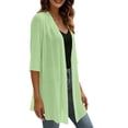 thumbnail image 6 of Fabrcox Shrug Cardigan for Women Chiffon Open Front Long Women Cardigan Short Sleeve Comfy Casual Sun Protection Lightweight Sheer Shawl Green M, 6 of 7