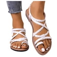 thumbnail image 4 of hoksml Women's Braided Gladiator Flat Sandals Crisscross Straps Open Toe Bohemian Summer Beach Shoes, 4 of 9
