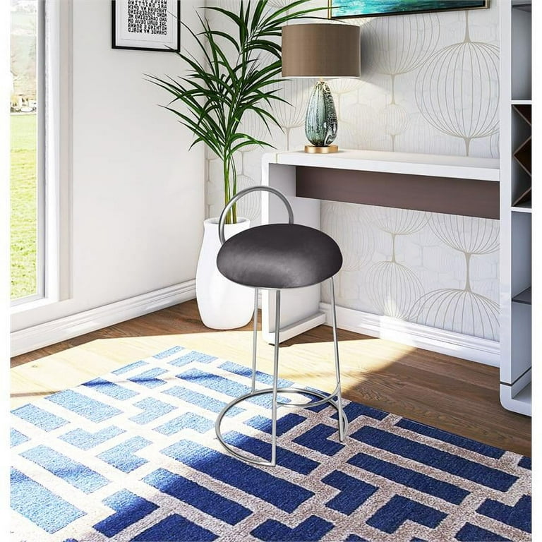 Meridian Furniture Ring Velvet Counter Stool - Chrome Meridian Furniture Ring Velvet Counter Stool - Chrome
