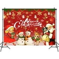 thumbnail image 2 of 10 x 8 ft Vintage Christmas Backdrop Retro Red Merry Christmas Snowman Santa Xmas Photography Background Merry Christmas Snowflake Winter New Year Party Decorations Banner Photo Booth Props, 2 of 5