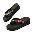 thumbnail image 5 of ibiyuan Wedge Flip Flops for Women Thong Sandals for Women Wide Non- Tpr Sole Memory Foam Slippers for Women Quick Dry Orthofeet Shoes for Women for Summer Beach Walking, 5 of 9