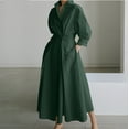 thumbnail image 1 of VISgogo Vestido elegante para mujer, color sólido/estampado de leopardo, manga larga, vestido camisero con cintura ceñida, S-XXXXXL VISgogo  moda, 1 of 2