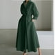 thumbnail image 1 of VISgogo Vestido elegante para mujer, color sólido/estampado de leopardo, manga larga, vestido camisero con cintura ceñida, S-XXXXXL VISgogo  moda, 1 of 2