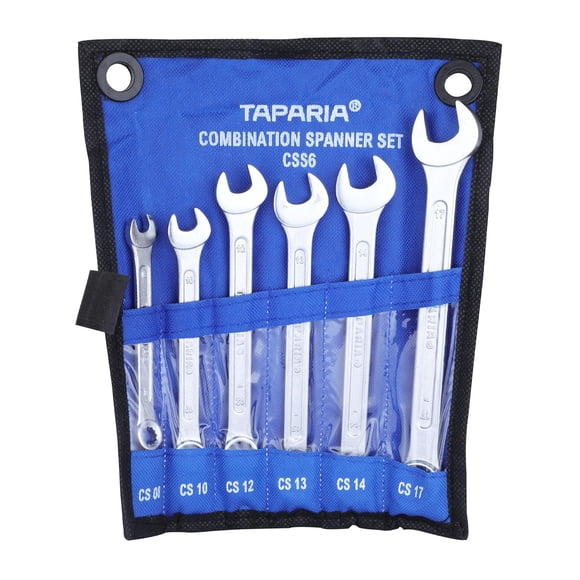Css6 Steel 8 To 17 Combination Spanner Set - Silver, Pack Of 6 | Alloy Steel, Rotating Spanner Set | Comfortable Grips, Easy To Use | Screwdriver Tool Open End Spanner Set