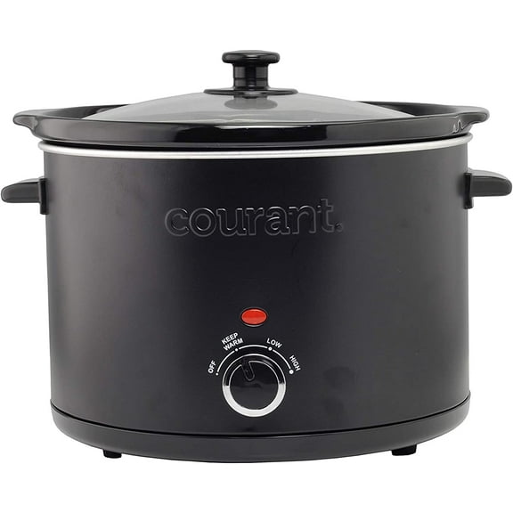 Slow Cooker 5.5 Quart Crock, with Easy Cooking Options, Dishwasher Safe Pot and Glass Lid, Matte Black