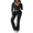 Black, variant on Casual Two Piece Set for Women Breathable Long Sleeve V Neck Top Flare Legging Pants Tracksuits
