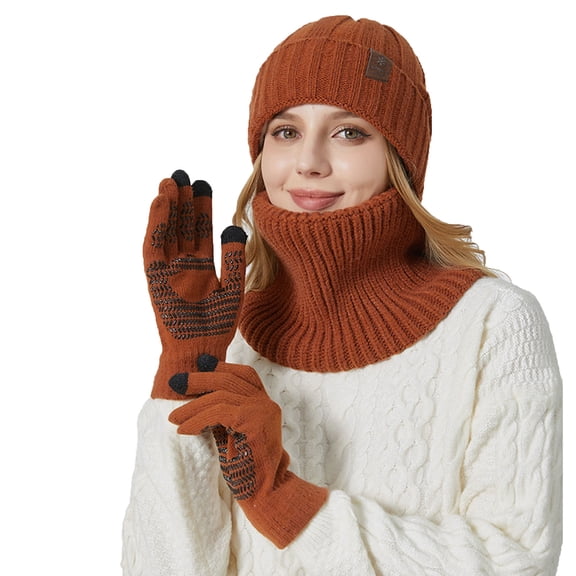 HAPIMO Touch Screen Gloves Neck Warmer Set Cold Protection Set for Winter Outdoor Activities Coffee M
