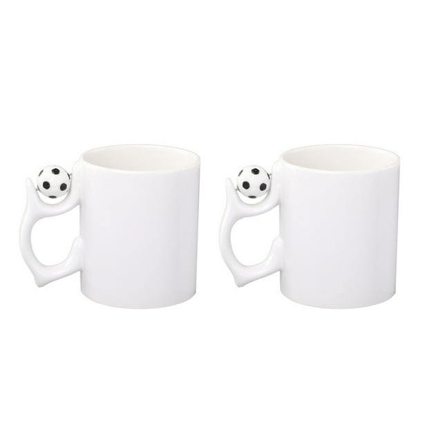 KAKOWELY 2 tazas de fútbol creativas para café, leche y bebidas, tazas blancas