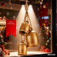 thumbnail image 4 of Set of 3 Christmas Brass Cow Bells – Vintage Shabby Style Metal Hanging Decor, Farmhouse Holiday Bells for Tree, Wreath, and Door Ornaments, 4 of 6