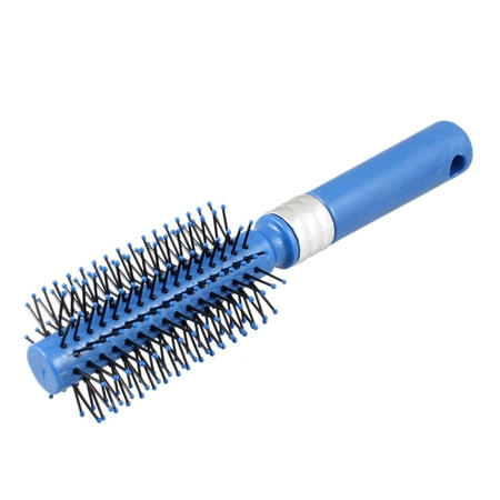 Blue Plastic Round Bristles Tips Roll Curly Hair Comb 6.9