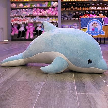 PELUCHERIA Delfin de Peluche 100 cm Grande Azul Bodega Aurrera en linea