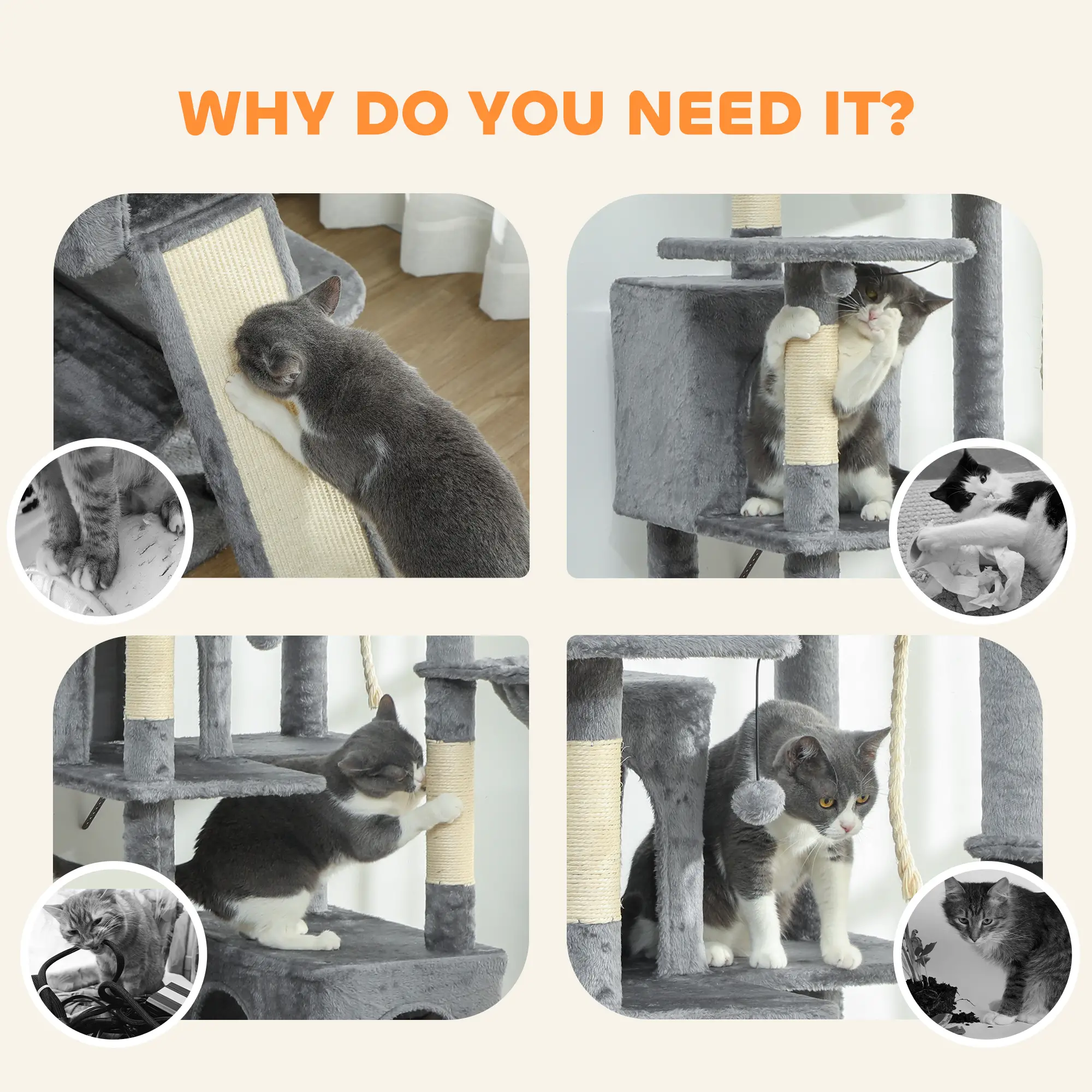 Multi-Level Cat Tower 69" Cat Tree
