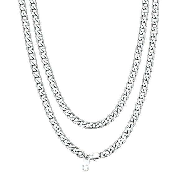 Bandmax 4MM Cuban Link Chain Necklace for Men Women Stainless Steel Flat Curb Chain 22 Inches Rapper Biker Hip Hop Mens Jewelry for Birthday Gift