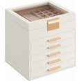 thumbnail image 1 of SONGMICS HOME Caja de Joyas, Caja Joyero de 6 Niveles, Estuche de Joyería, Tapa de Cristal, con 5 Cajones, Blanco Nube y Dorado, 1 of 5