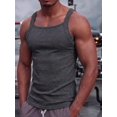 thumbnail image 5 of Men'S Square Neck Ribbed Slim Fit Sports Tank Top Dark Gray L, 5 of 9
