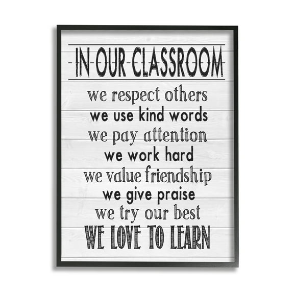 Stupell In Our Classroom Teacher Sign Inspirational Painting Black Framed Art Print Wall Art