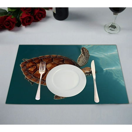 

ZKGK Sea Turtle Placemat Table Mat 12x18 inches Set of 2