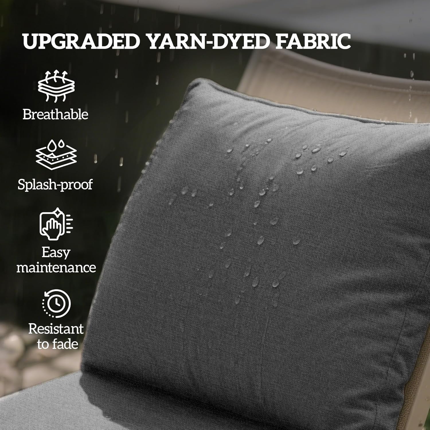 Outdoor Chair Cushions Set of 4, Fade Resistant, 24 x 24 in Deep Seat, Patio Cushions for Chair, Sofa, and Outdoor Furniture, Gray