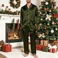 thumbnail image 6 of XDZJLR Family Matching Christmas Pajamas Set Parents Kids Long Sleeve Silk Like Satin Pure Color Two Piece Holiday Outfit,Loungewear Nightwear Pjs For Men Dad Army Green, 6 of 6