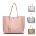 thumbnail image 2 of HEVIRGO Women Casual Solid Color Tassels Handbag Faux Leather Button Tote Shoulder Bag, 2 of 10