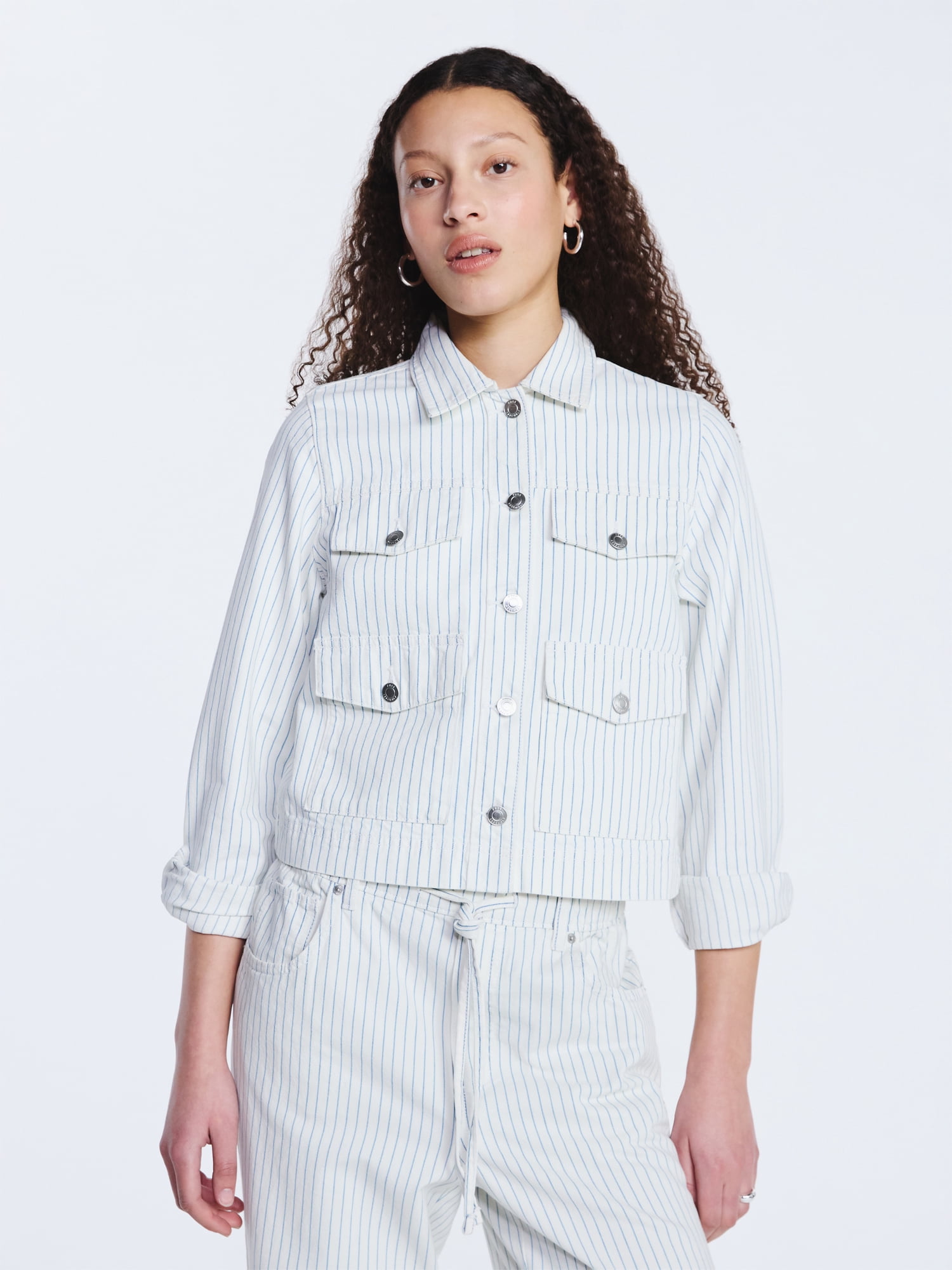 Free Assembly Women's Striped Denim Jacket, Sizes XS-XXL