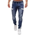 thumbnail image 6 of Mens Jeans with Zipper Pocket Solid Color Fashion Jean Trousers Stretch Casual Loose Fit Outdoor Denim Pants, 6 of 7