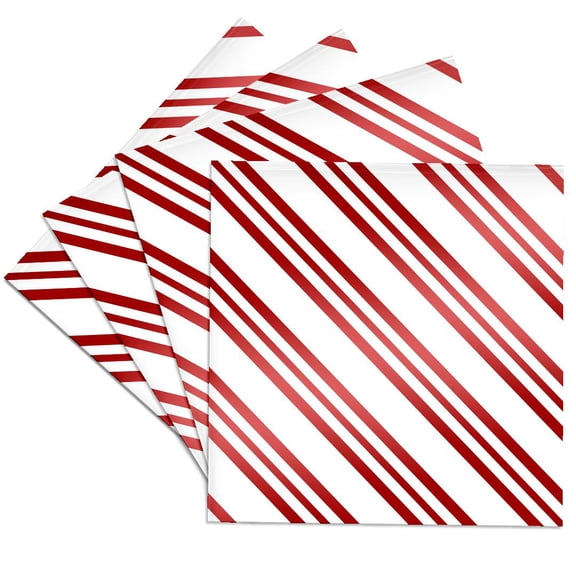 3dRose, Christmas Candy Cane Stripe Red and White, Set of 4 Ceramic Tile Coasters
