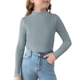 thumbnail image 2 of Kids Girls Solid Color Velvet Long Sleeved Top Round Neck Lightweight Kids Girls' T-Shirt for Casual Wear, Party, and Daily Activities Gray 2-3Years, 2 of 7