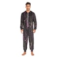 thumbnail image 3 of FORMRS Onesies Pajama for Adults Unisex Hoodie Winter Jumpsuit One Piece Sleepwear, Sizes S-2XL, Dark Purple Floral Pattern, 3 of 7