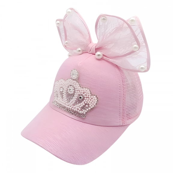 TELOLY Kids Hat Baby Girl Casual Pearl Crown Pattern Baseball Cap Visor Hats Toddler Baseball Hat