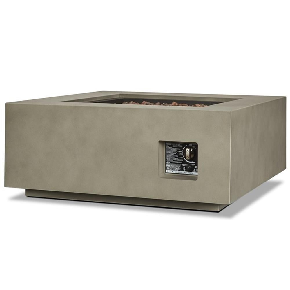 Bowery Hill Traditional Square Propane Fire Table with Conversion Kit in Gray
