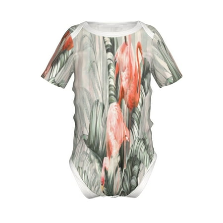 

Gaeub Tropical With Flamingos Print Infant Climbing Onesie Toddler Outfit Newborn Baby Bodysuit Baby Boy Girl Clothes -2 Years