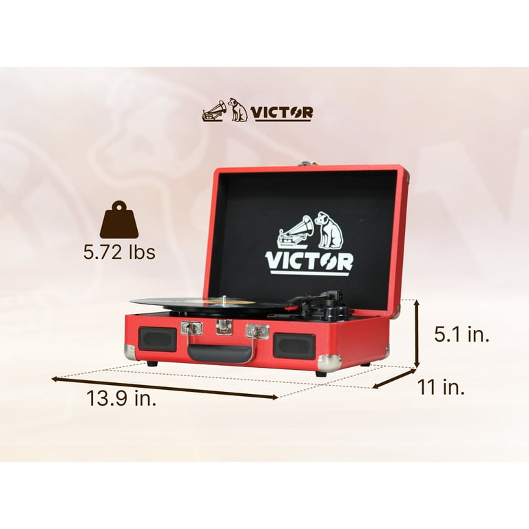 VICTOR Metro 3-Speed Portable Suitcase Turntable Record Player