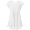 thumbnail image 6 of Summer Saving Wycnly Womens Tops Summer Short Sleeve Crewneck Solid Tee Shirts Lightweight Casual Flowy Pleated Hem Tunic Blouses White s Under $5, 6 of 7