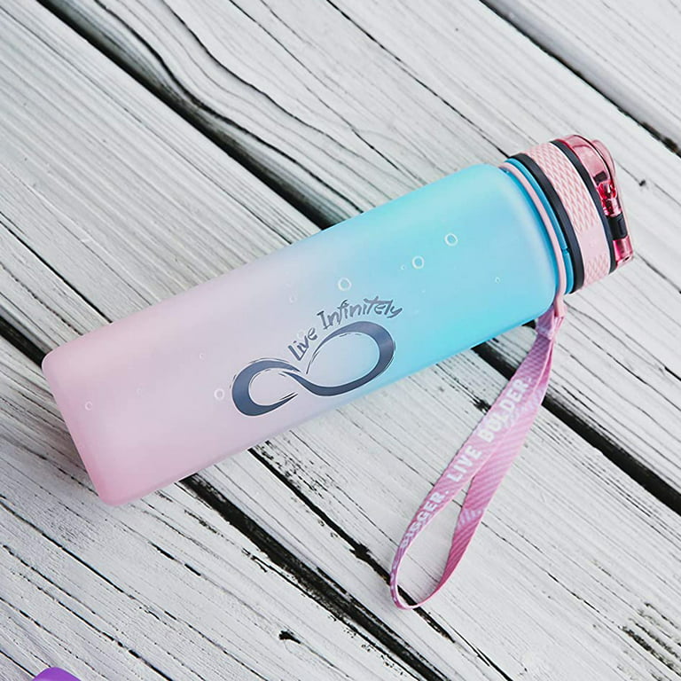 Live Infinitely Gym Water Bottle with Time Marker Fruit Infuser