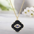 thumbnail image 2 of Cubic Zirconia Evil Eye Enamel Quatrefoil Necklace in Sterling Silver, 2 of 5