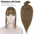 thumbnail image 4 of Benehair 100% Real Remy Human Hair Extensions Silk Base Clip In Topper Toupee Hairpiece With Bangs for Women Hair Loss Brown, 4 of 11