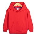 thumbnail image 5 of Kids Unisex Plain Fleece Pullover Hoodie Cotton - Boys Girls Hooded Top Sweatshirt With Kangaroo Pocket Red 2-3 Years, 5 of 7