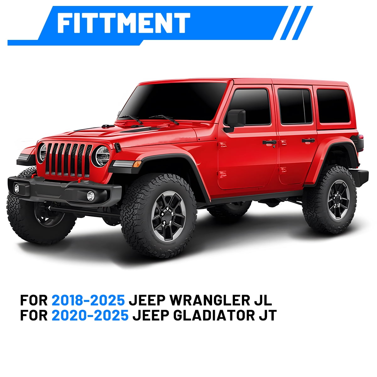 Front Door Pocket Storage Molle Panel Kit for Jeep Wrangler JL 2018-2025,for 2020-2025 Jeep Gladiator JT Steel Plate Material,Snap-In Design,Black Textured Powder Coat