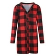 thumbnail image 4 of IROINNID Women's Mid-Long Woolen Coat Plaid Long Sleeve Comfy Casual Pockets Tops Jacket Plaid Coat, Red, 4 of 6