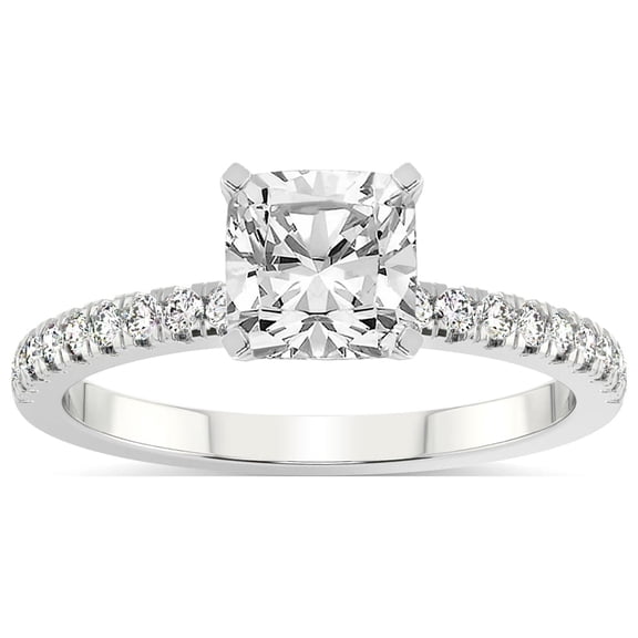 2 Carat IGI Certified Cushion Shape Lab Grown Diamond Engagement Ring | 14K White Gold | Venetia Half Eternity Lab Diamond Ring | FG-VS1-VS2 Quality Friendly Diamonds
